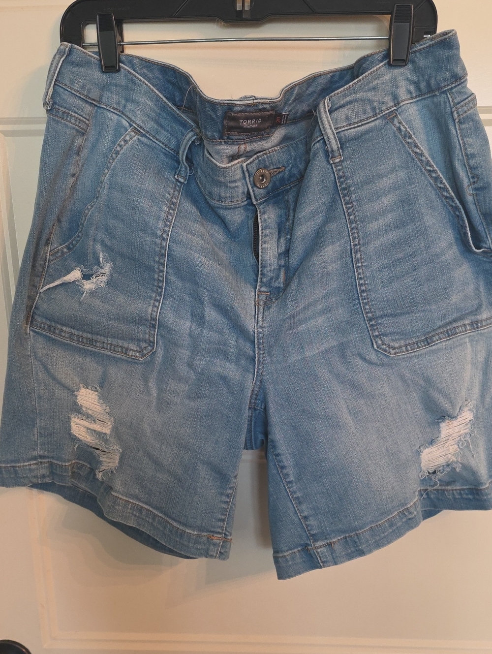 torrid Light Blue Distressed Denim Shorts